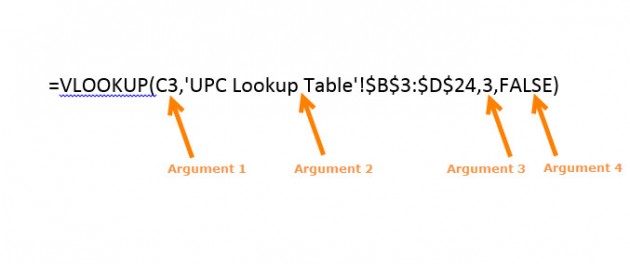 VLOOKUP formula arguments